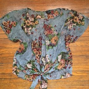 Fire Los Angeles Size Large Sheer Floral Top